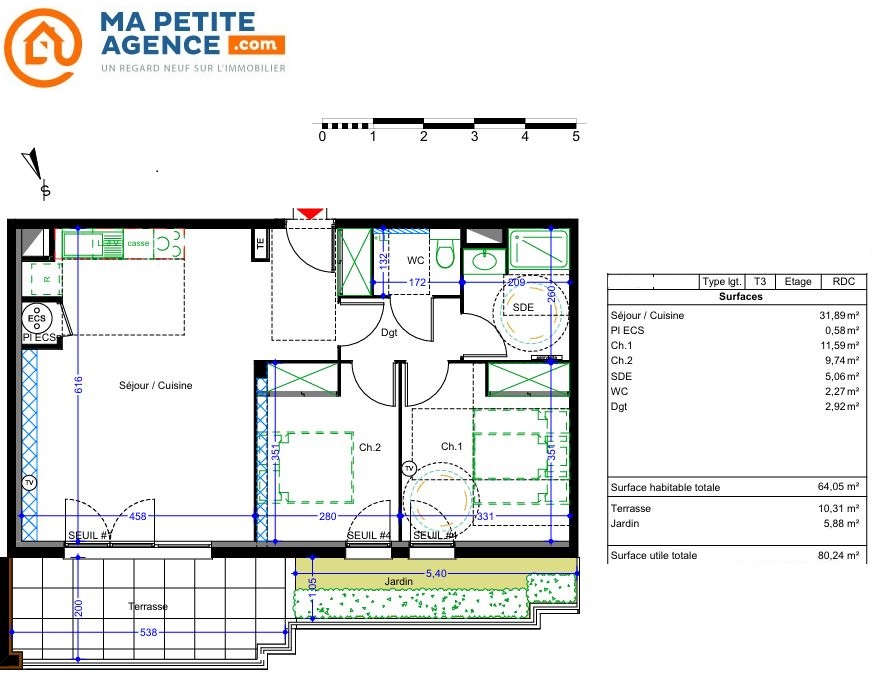 Appartement à vendre à Vic-la-Gardiole 64 m² 259 900 &euro; | Ma Petite Agence