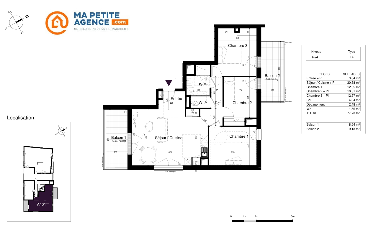 Appartement à vendre à Rochelle 78 m² 386 000 &euro; | Ma Petite Agence