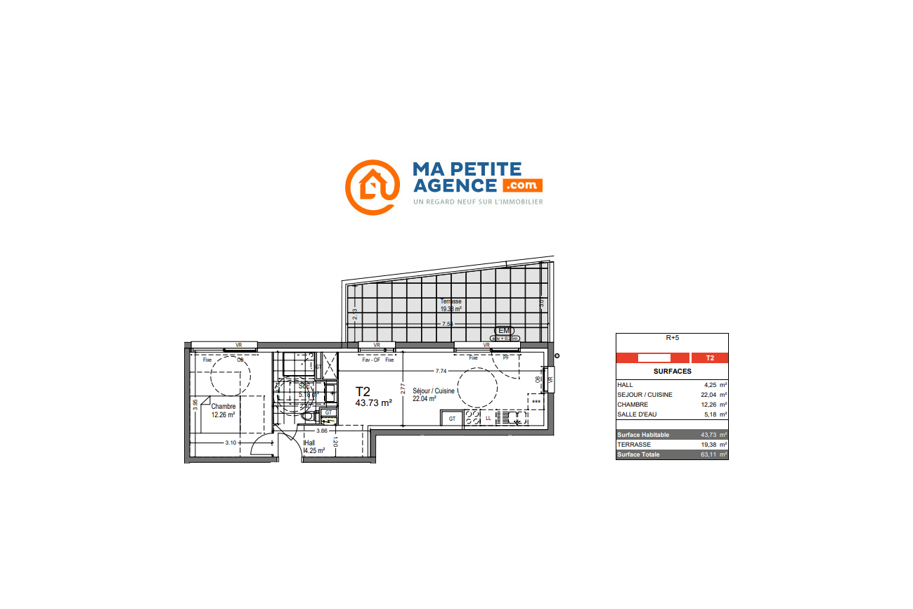 Appartement à vendre à Mons-en-Barœul 43 m² 174 954 € | Ma Petite Agence