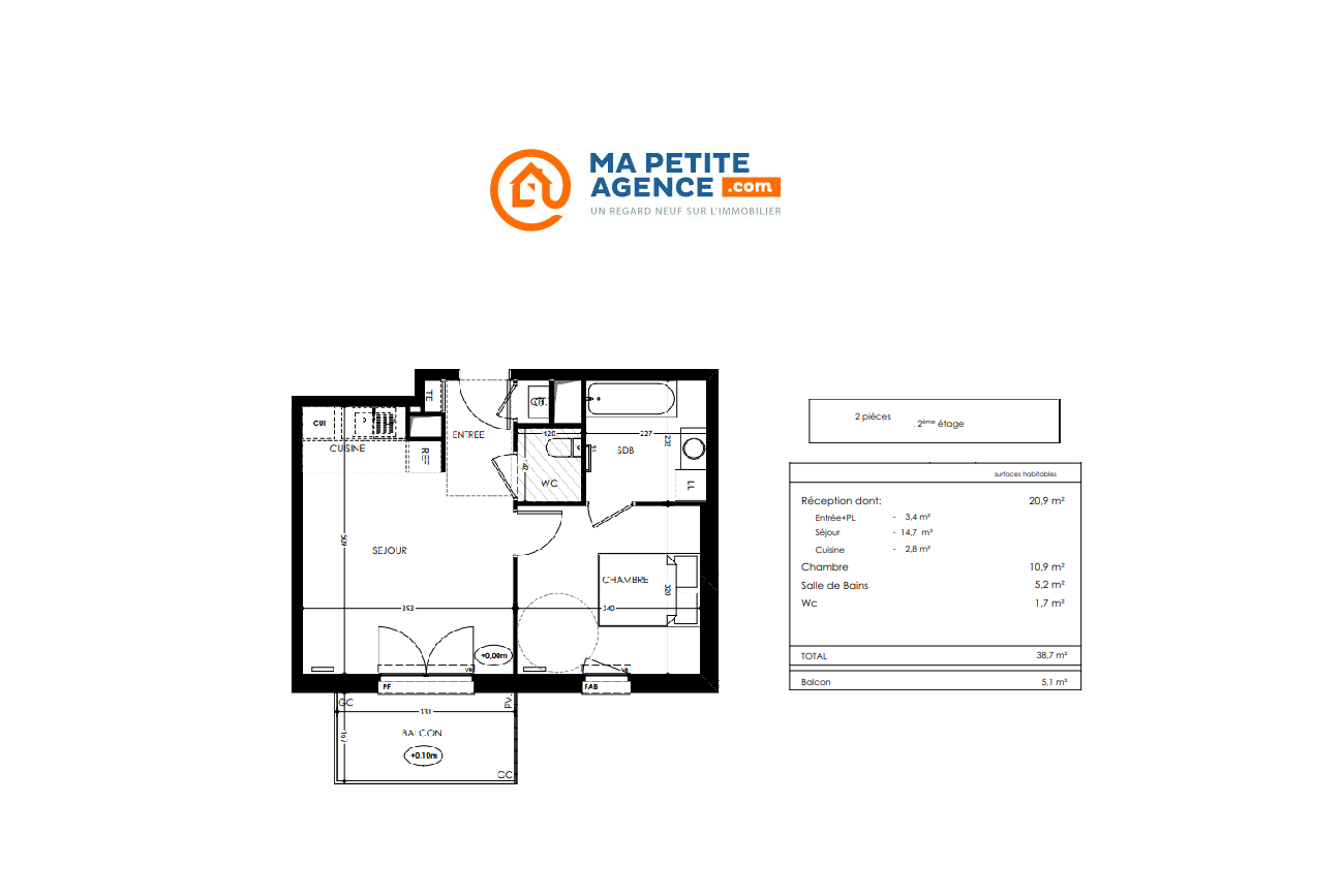 Appartement à vendre à TOURS 39 m² 191 000 € | Ma Petite Agence