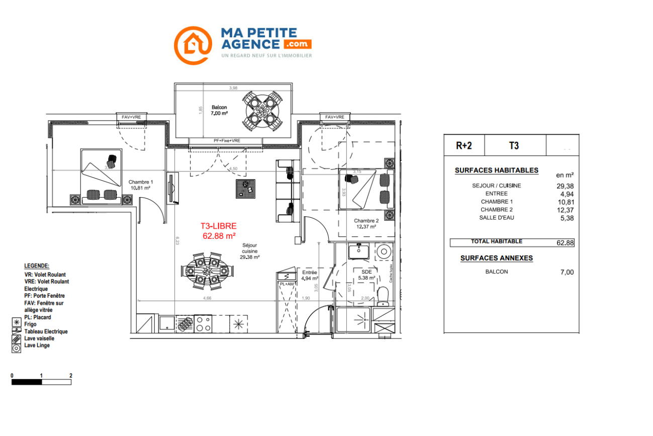 Appartement à vendre à BAYONNE 63 m² 349 200 &euro; | Ma Petite Agence