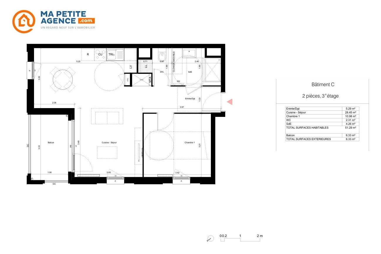 Appartement à vendre à Bordeaux 51 m² 250 000 &euro; | Ma Petite Agence