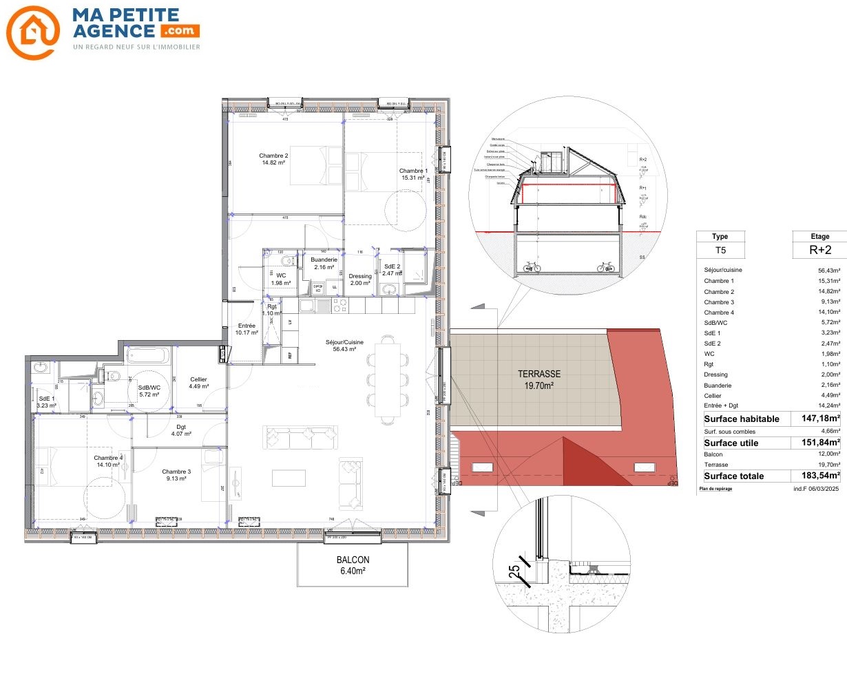 Appartement à vendre à Bondues 147 m² 739 000 &euro; | Ma Petite Agence