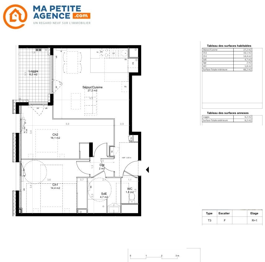 Appartement à vendre à BORDEAUX 66 m² 309 000 € | Ma Petite Agence