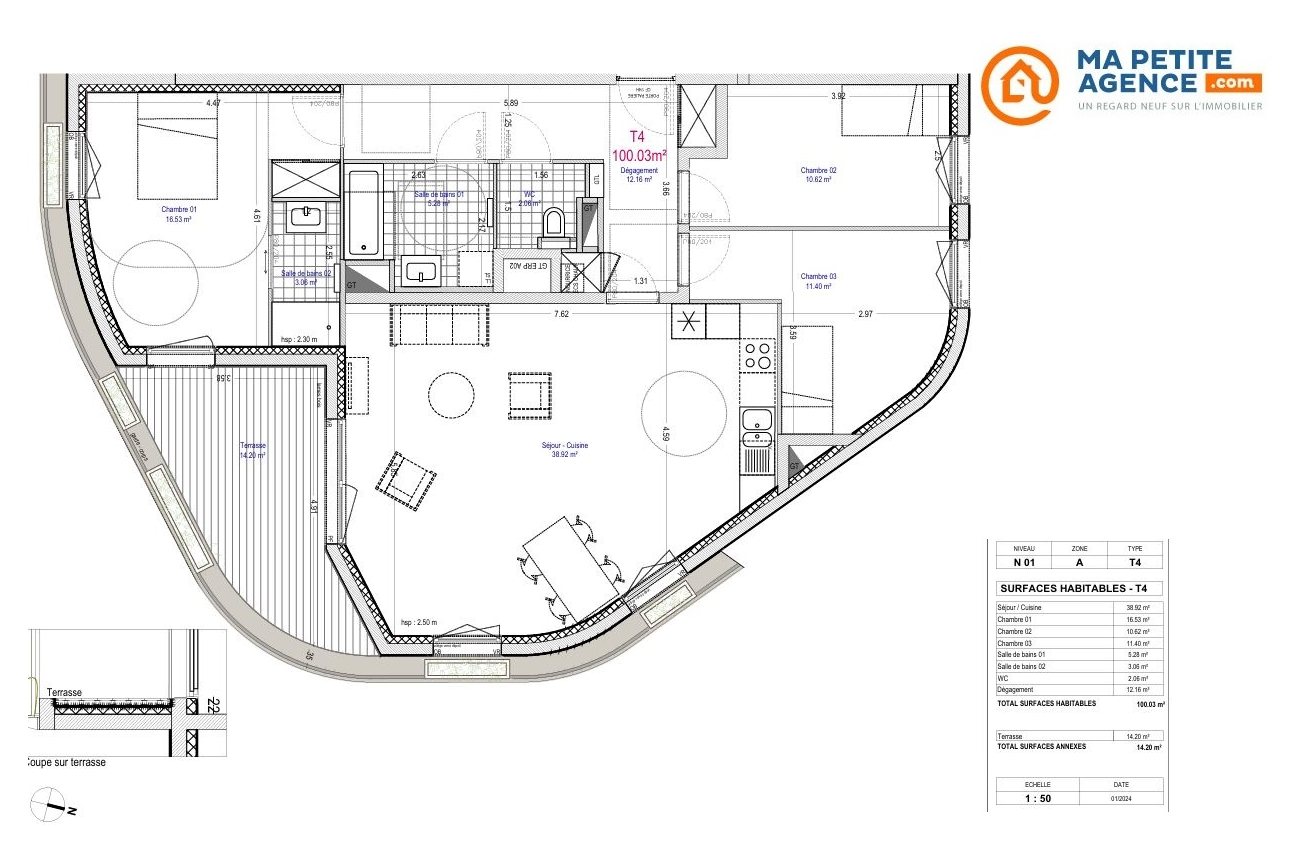 Appartement à vendre à Madeleine 100 m² 569 000 € | Ma Petite Agence