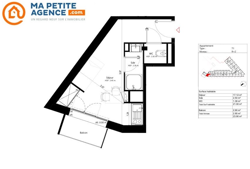 Appartement à vendre à Toulouse 21 m² 179 000 &euro; | Ma Petite Agence