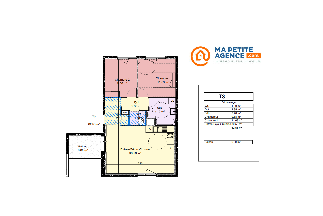 Appartement à vendre à Dijon 62 m² 259 000 € | Ma Petite Agence