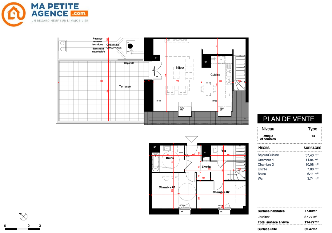 Appartement à vendre à Marquette-lez-Lille 77 m² 375 000 &euro; | Ma Petite Agence