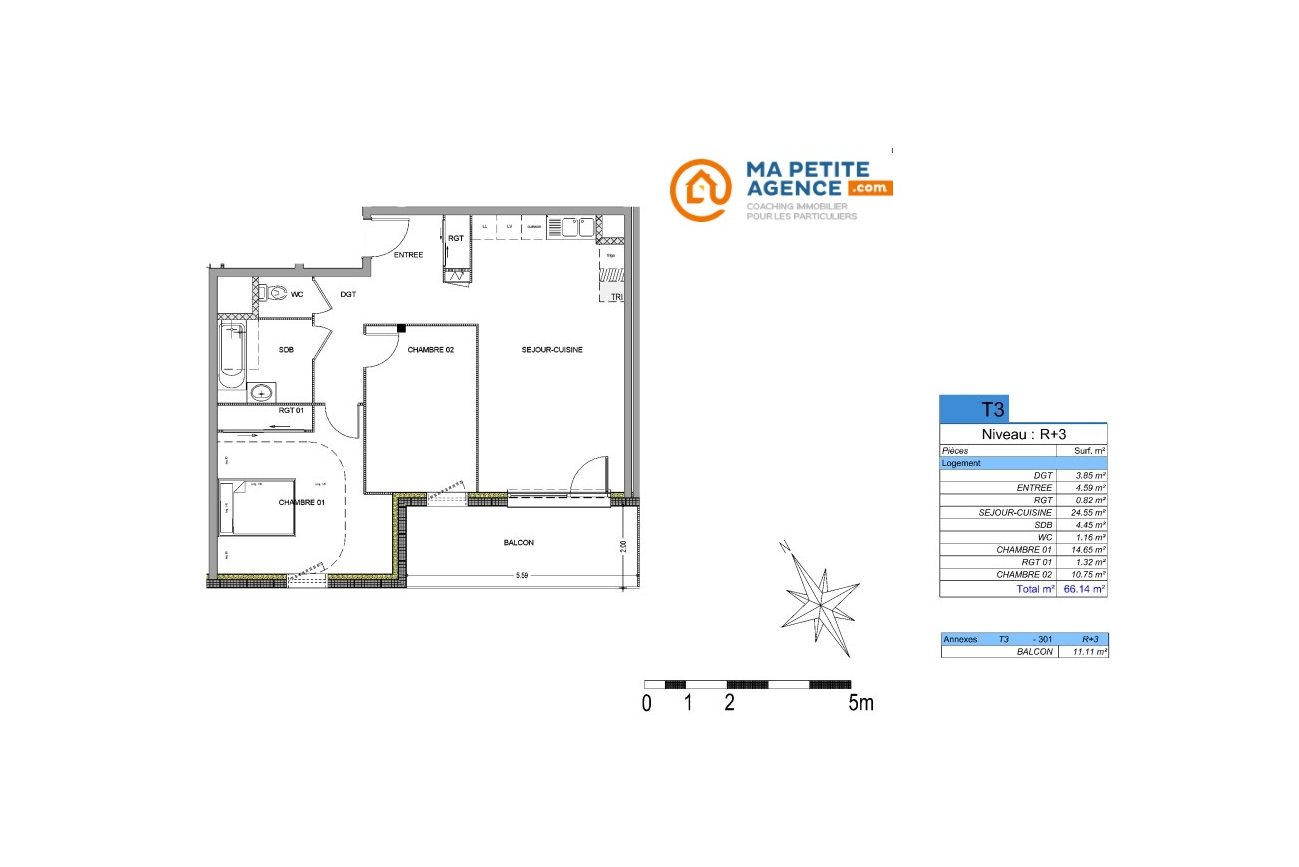 Appartement à vendre à Quetigny 66 m² 203 000 € | Ma Petite Agence