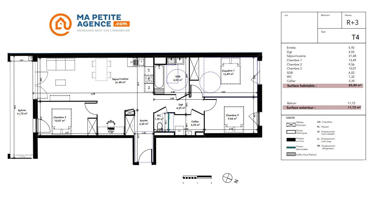 Appartement à vendre à Cenon 86 m² 288 000 &euro; | Ma Petite Agence