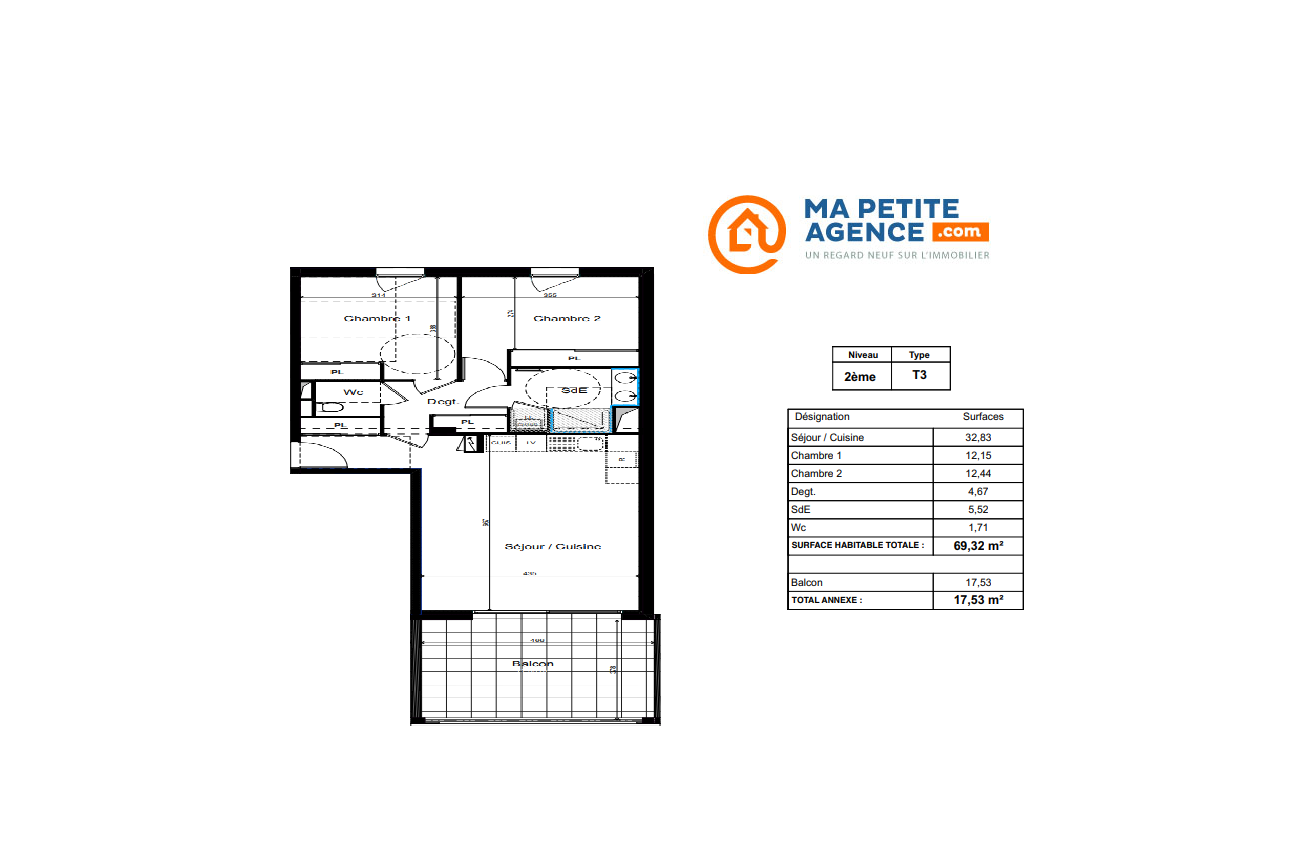 Appartement à vendre à Cholet 69 m² 233 600 € | Ma Petite Agence