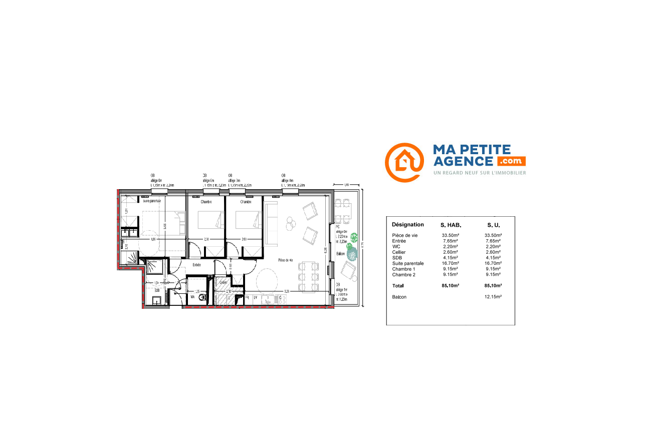 Appartement à vendre à Fleurbaix 85 m² 340 000 € | Ma Petite Agence