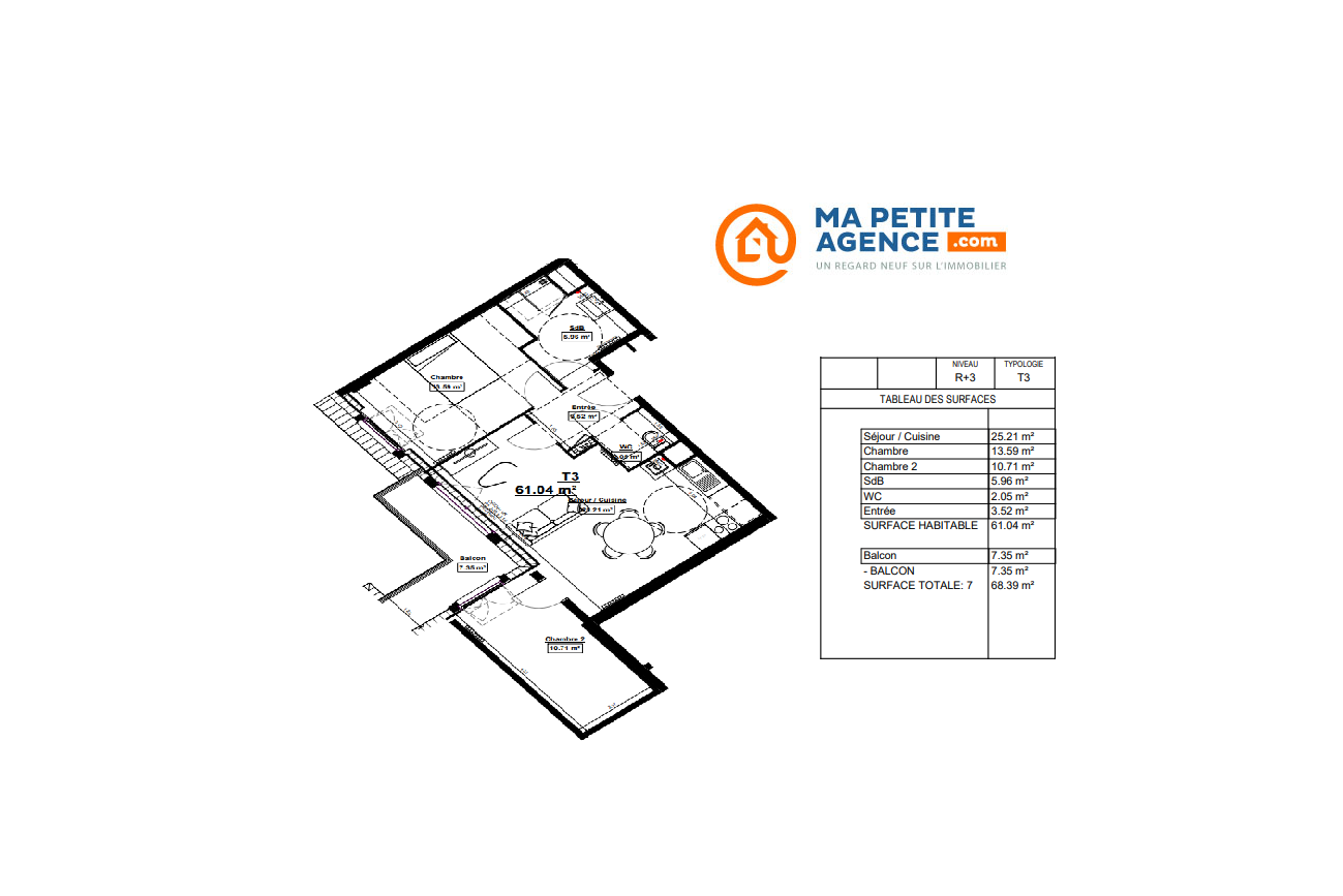 Appartement à vendre à Linselles 61 m² 276 500 € | Ma Petite Agence