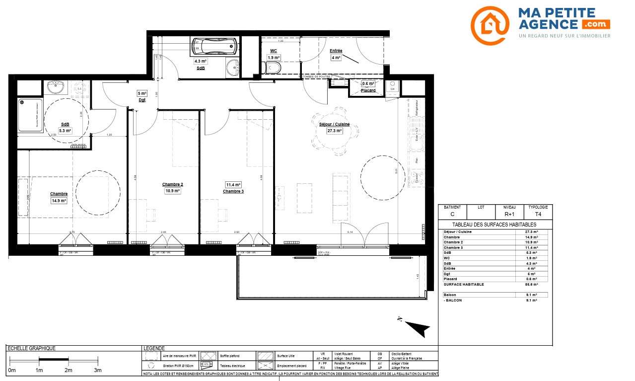 Appartement à vendre à Hem 86 m² 339 900 € | Ma Petite Agence