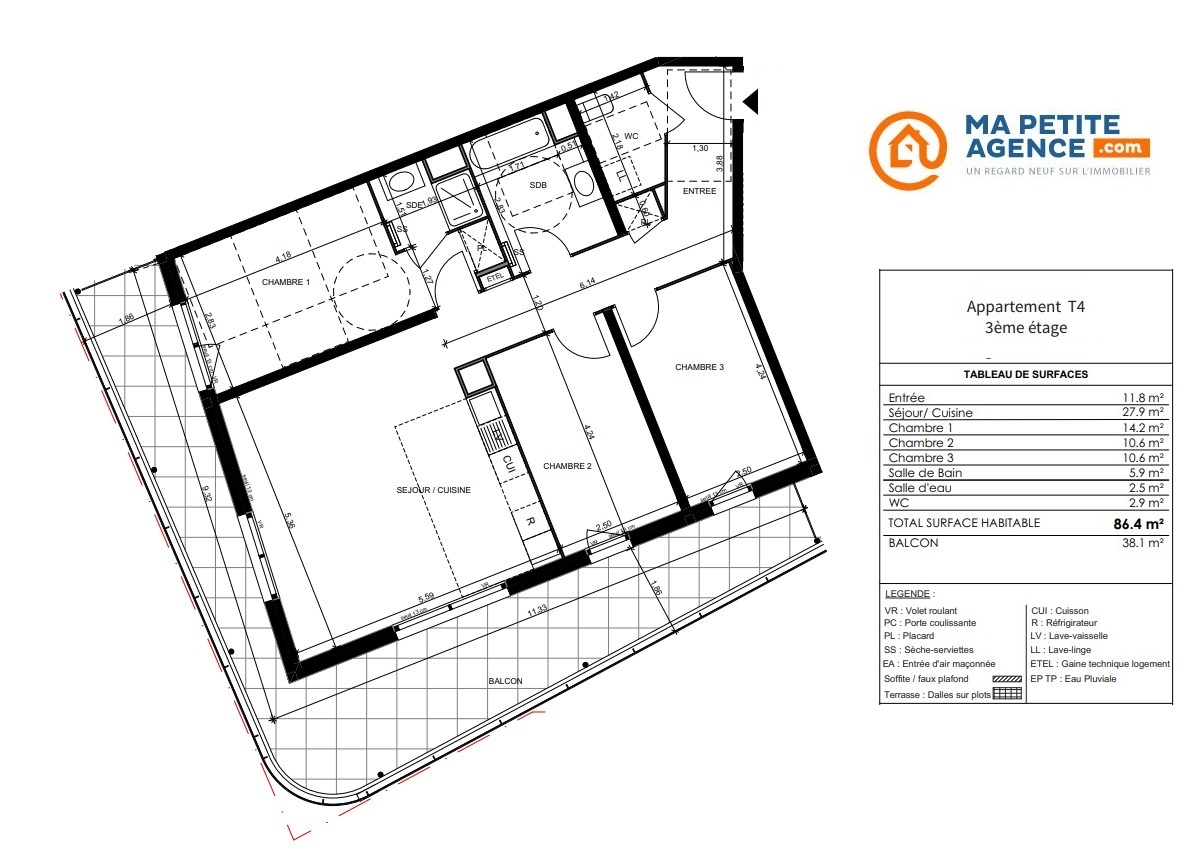 Appartement à vendre à MONTPELLIER 86 m² 293 460 &euro; | Ma Petite Agence