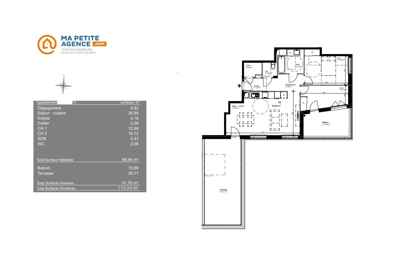 Appartement à vendre à Blagnac 69 m² 330 500 € | Ma Petite Agence