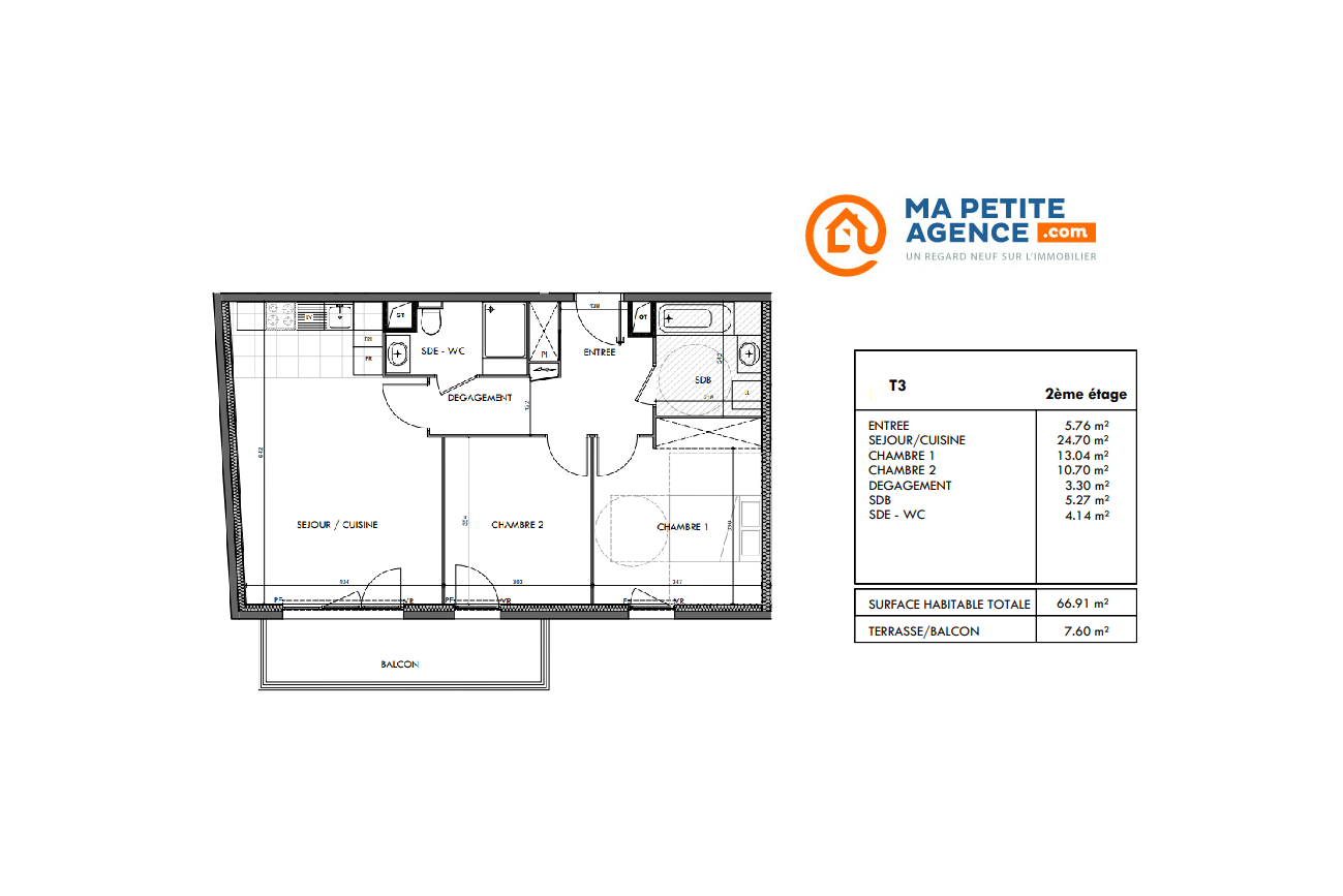 Appartement à vendre à Dijon 66 m² 249 011 € | Ma Petite Agence