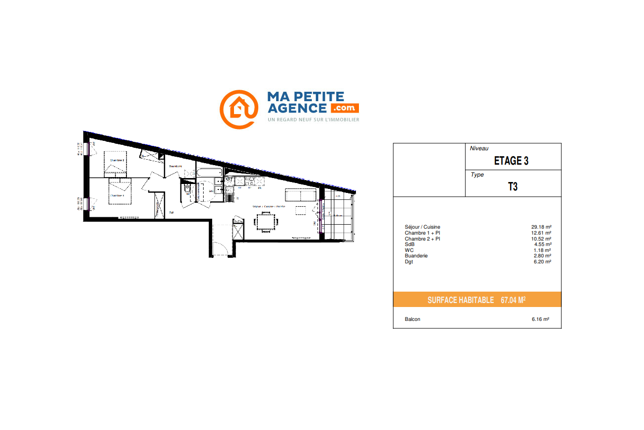 Appartement à vendre à Toulouse 67 m² 255 002 € | Ma Petite Agence