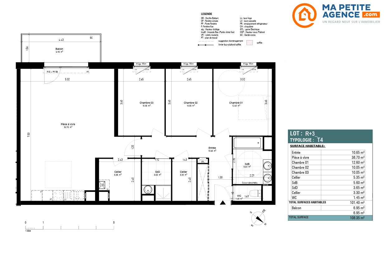 Appartement à vendre à Hem 101 m² 429 000 € | Ma Petite Agence
