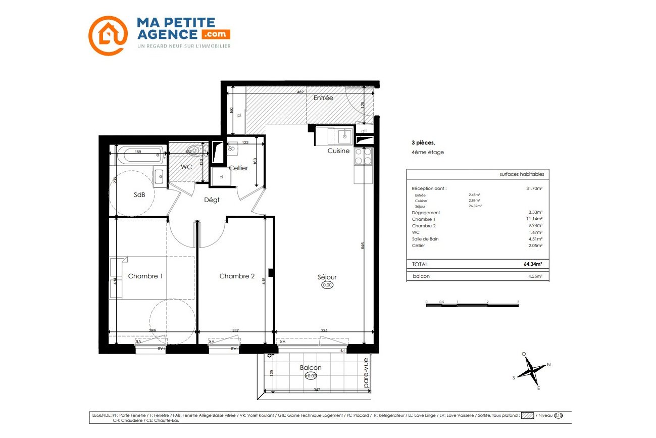 Appartement à vendre à CHENOVE 64 m² 220 000 € | Ma Petite Agence