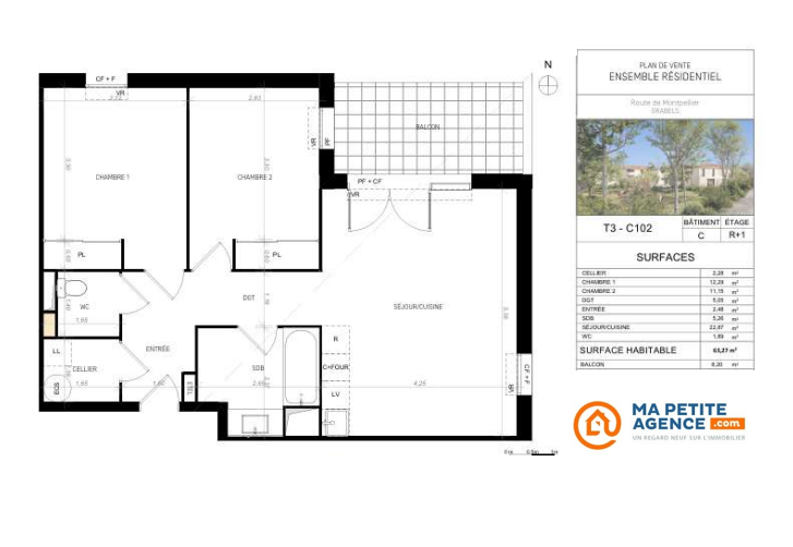 Appartement à vendre à Grabels 63 m² 205 000 &euro; | Ma Petite Agence