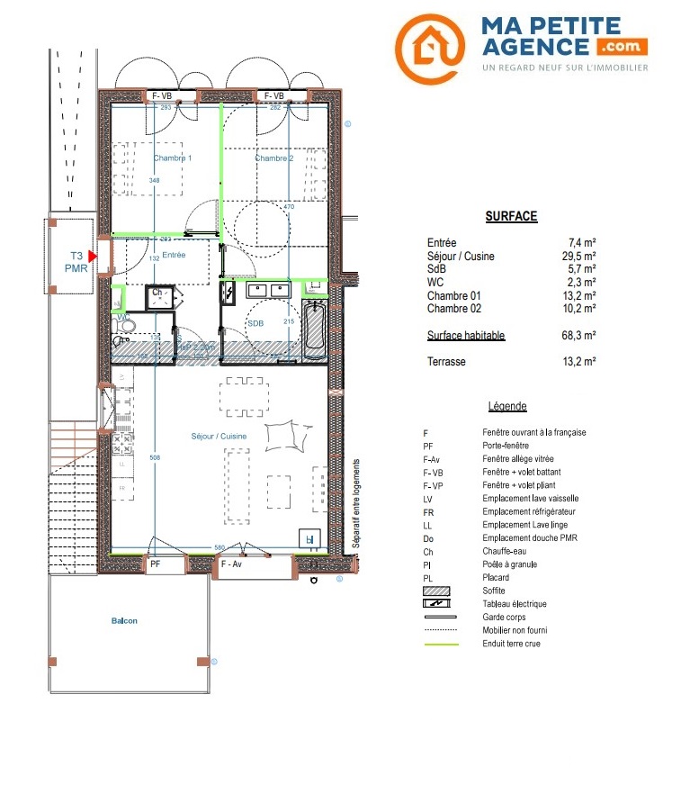 Appartement à vendre à Ambarès-et-Lagrave 68 m² 225 000 &euro; | Ma Petite Agence