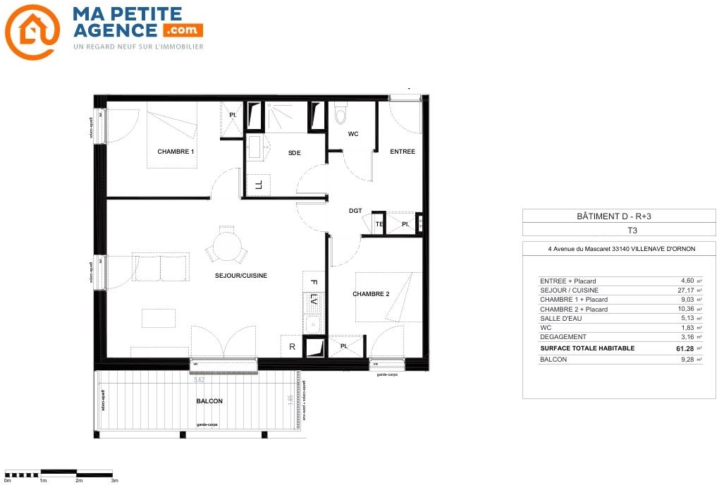 Appartement à vendre à Villenave d'Ornon 61 m² 245 100 &euro; | Ma Petite Agence