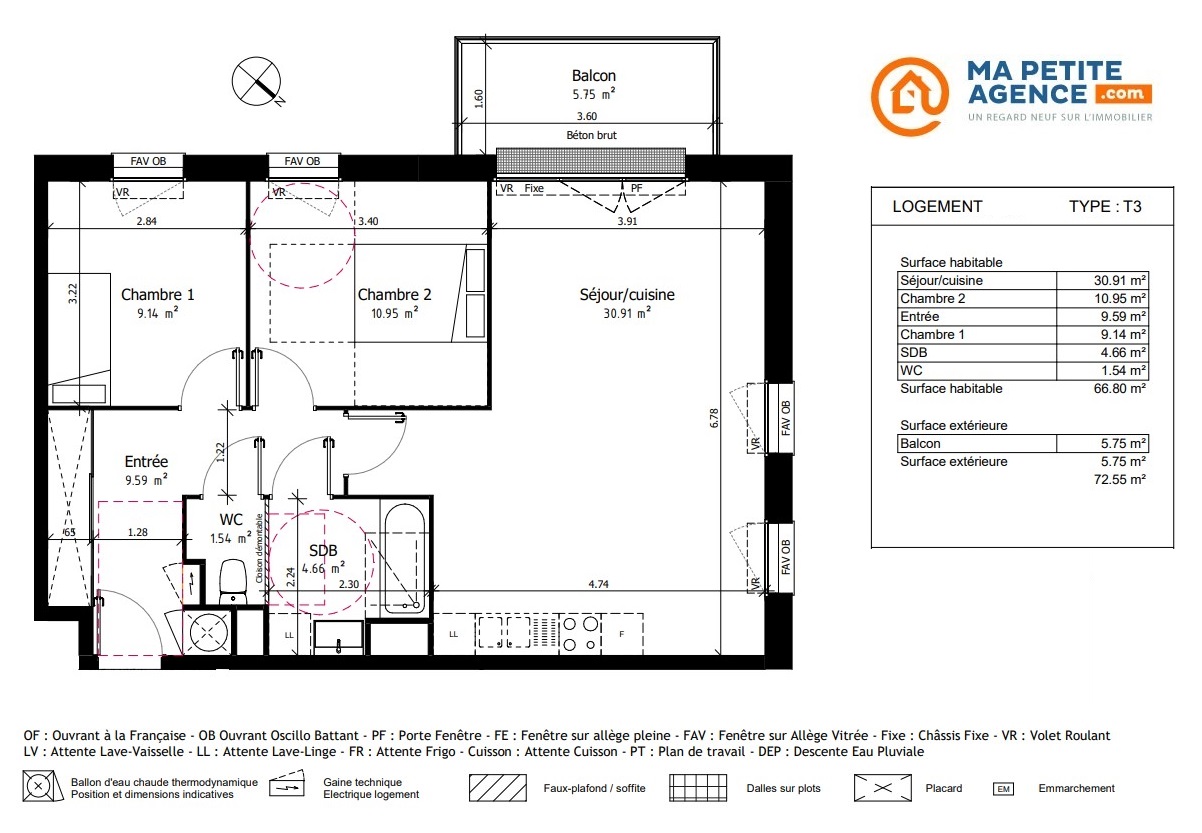 Appartement à vendre à Seclin 67 m² 242 000 &euro; | Ma Petite Agence