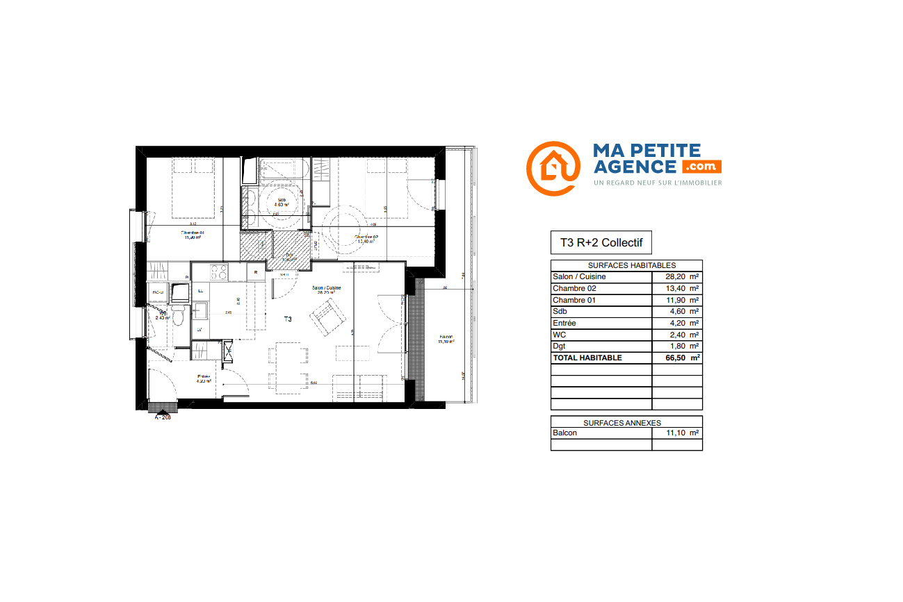 Appartement à vendre à Mérignac 66 m² 365 000 &euro; | Ma Petite Agence