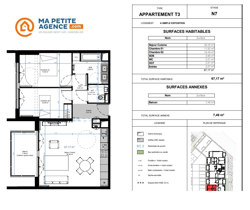 Appartement à vendre à Bordeaux 67 m² 364 000 € | Ma Petite Agence