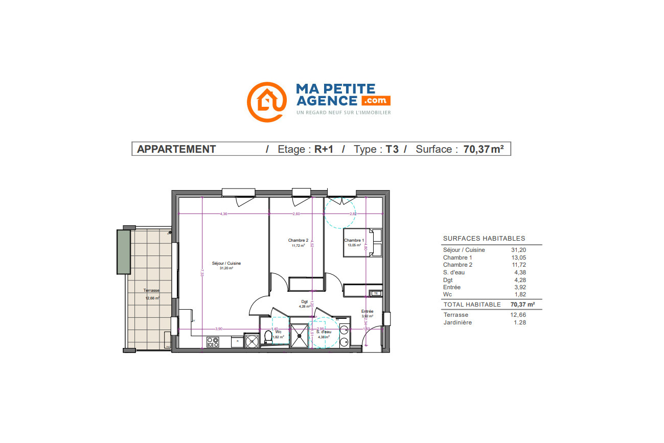 Appartement à vendre à Sénas 70 m² 273 500 € | Ma Petite Agence