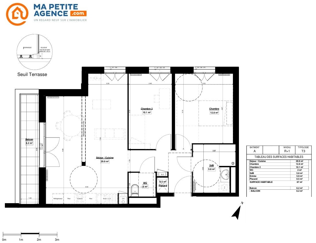 Appartement à vendre à Hem 67 m² 284 900 € | Ma Petite Agence