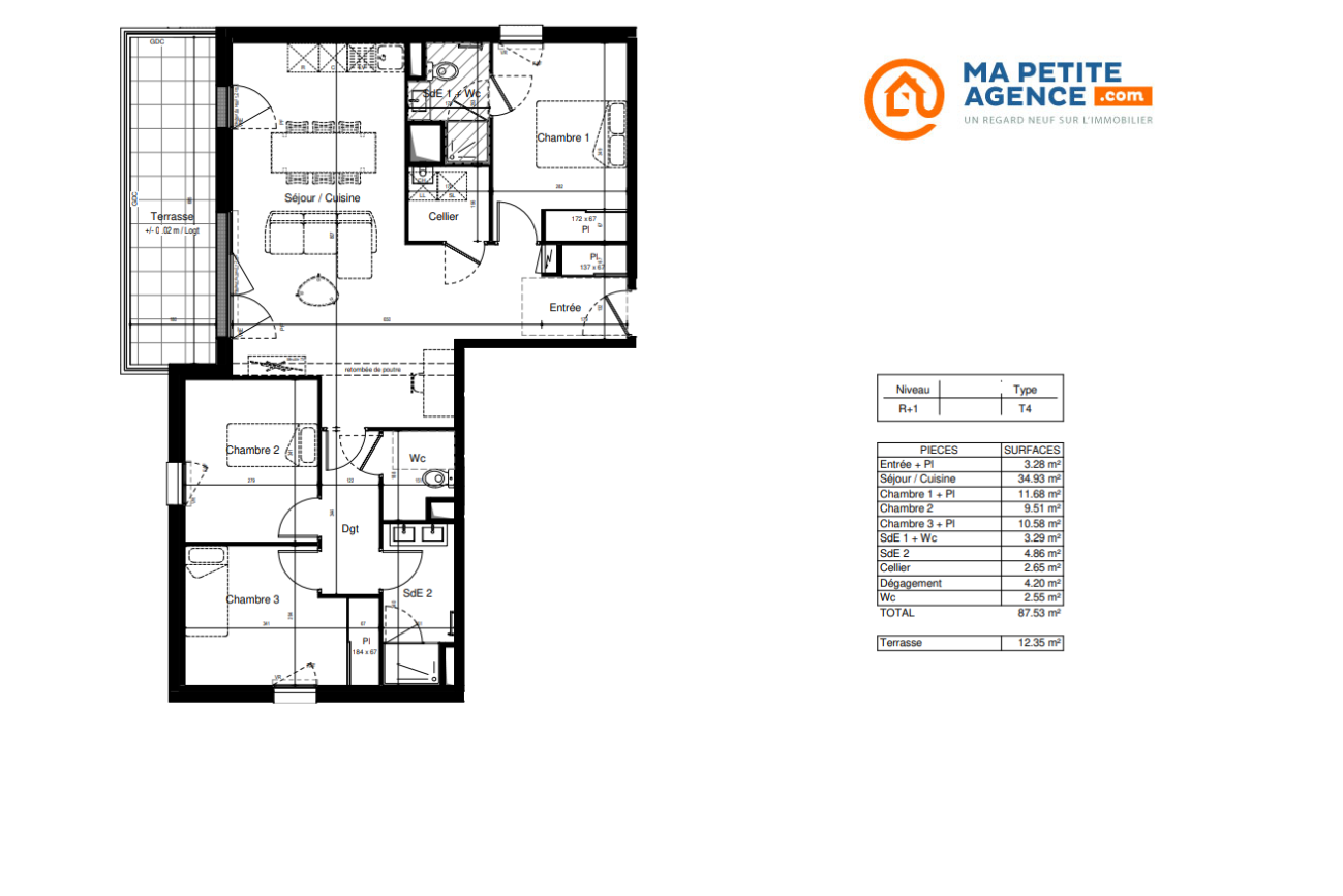 Appartement à vendre à 88 m² 306 500 € | Ma Petite Agence