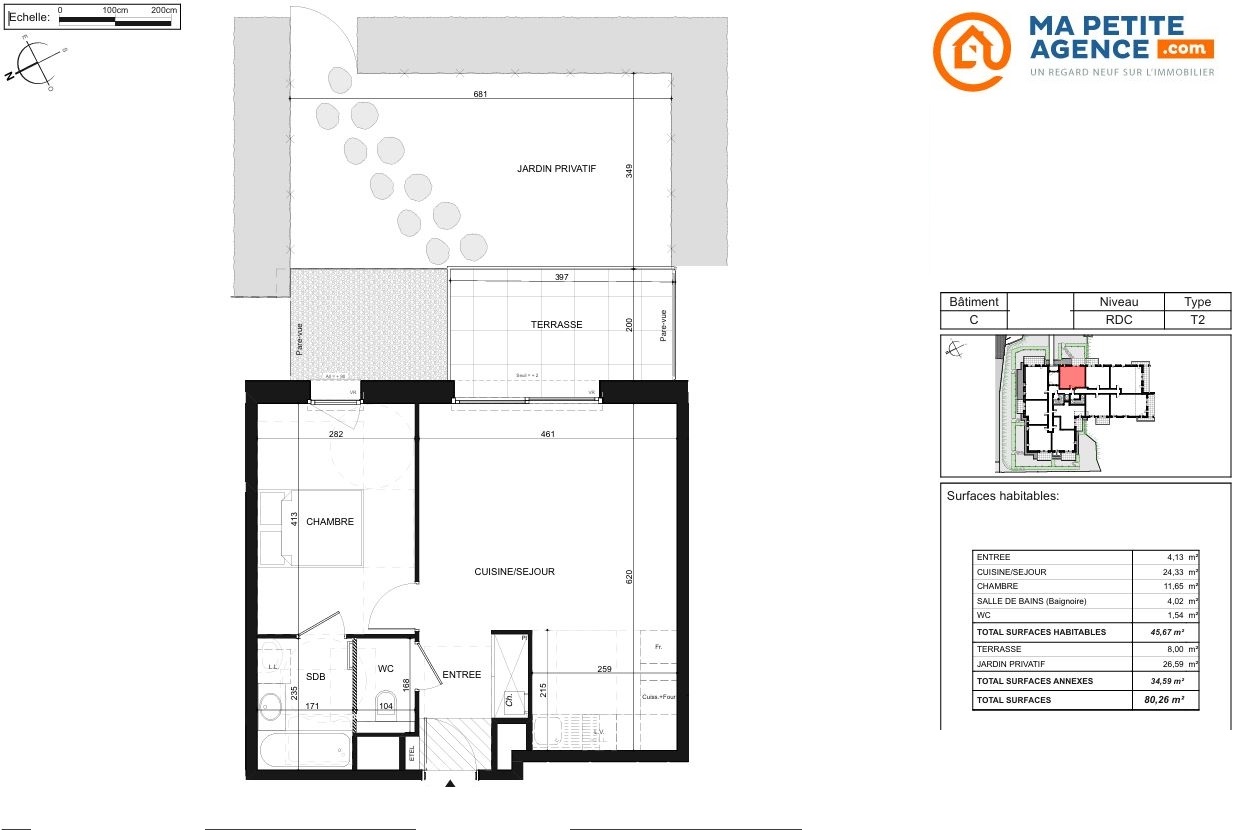 Appartement à vendre à Poisy 46 m² 307 900 &euro; | Ma Petite Agence
