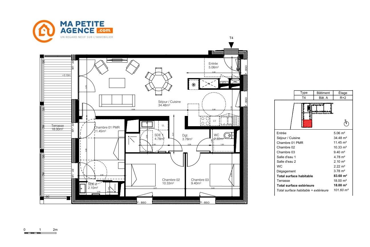 Appartement à vendre à BORDEAUX 84 m² 362 000 € | Ma Petite Agence