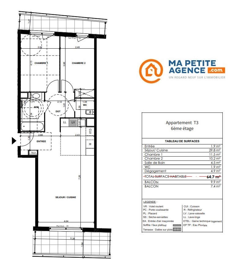 Appartement à vendre à MONTPELLIER 65 m² 293 460 &euro; | Ma Petite Agence