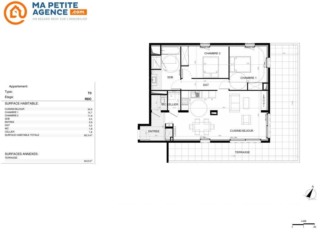 Appartement à vendre à Baillargues 82 m² 379 000 € | Ma Petite Agence