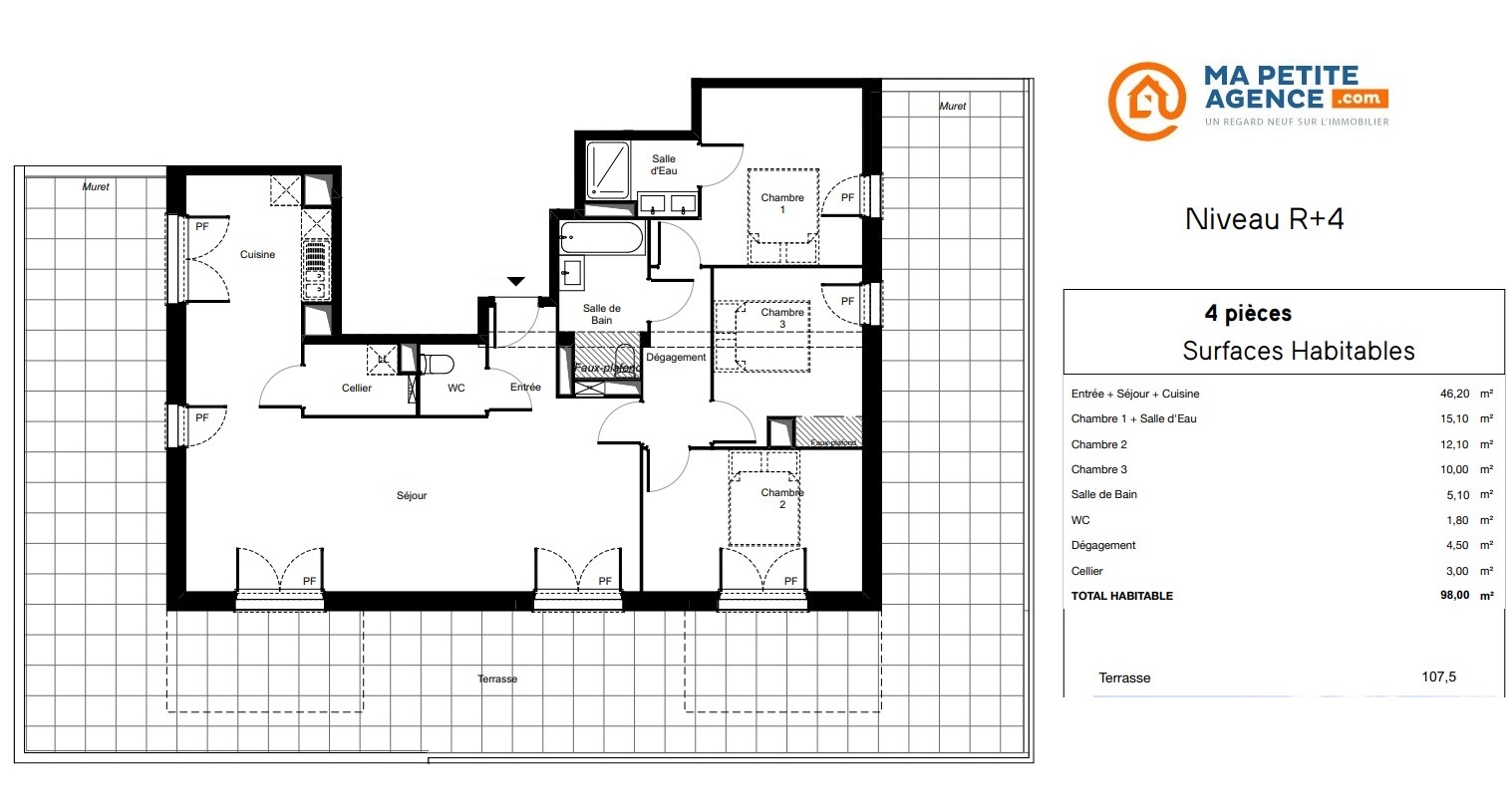 Appartement à vendre à Bègles 98 m² 398 000 &euro; | Ma Petite Agence