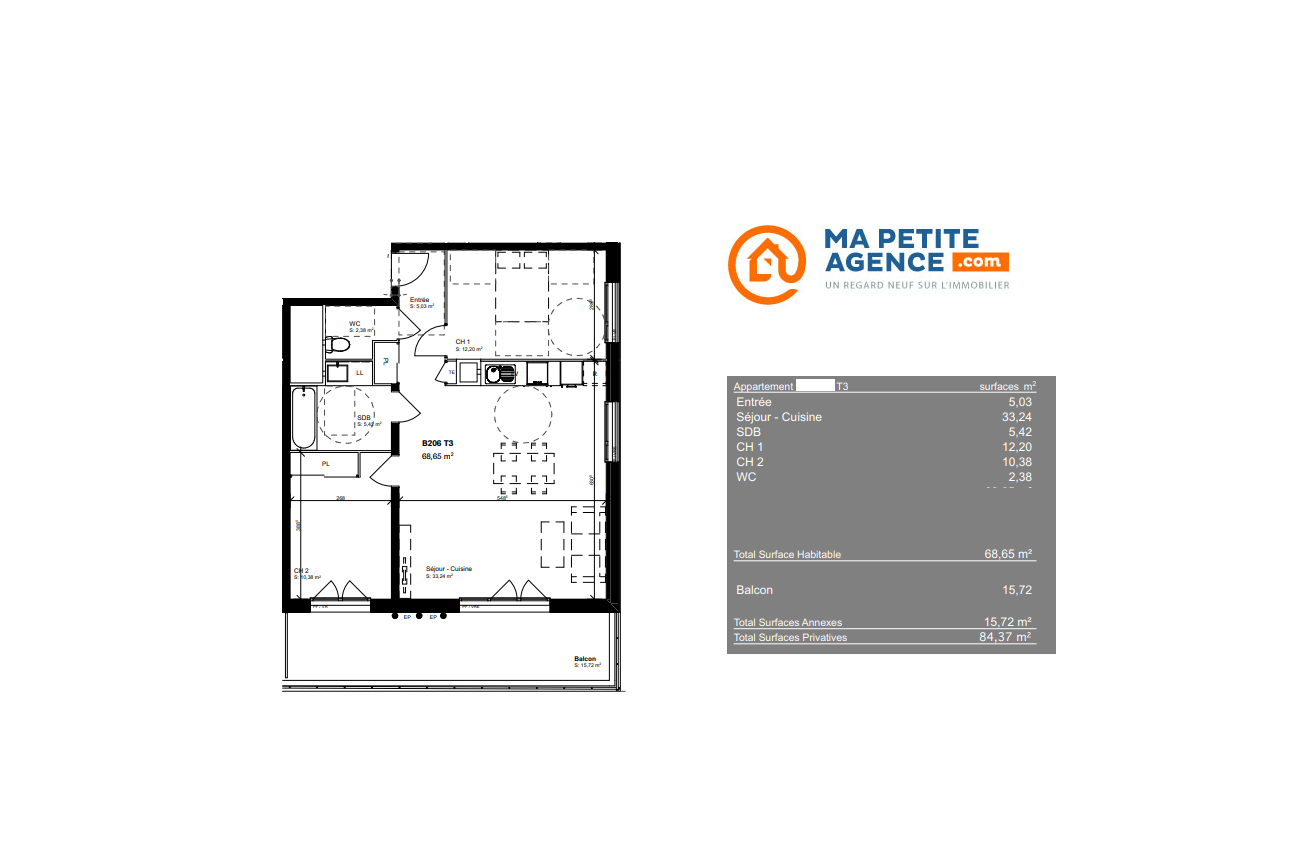Appartement à vendre à Blagnac 69 m² 300 500 € | Ma Petite Agence