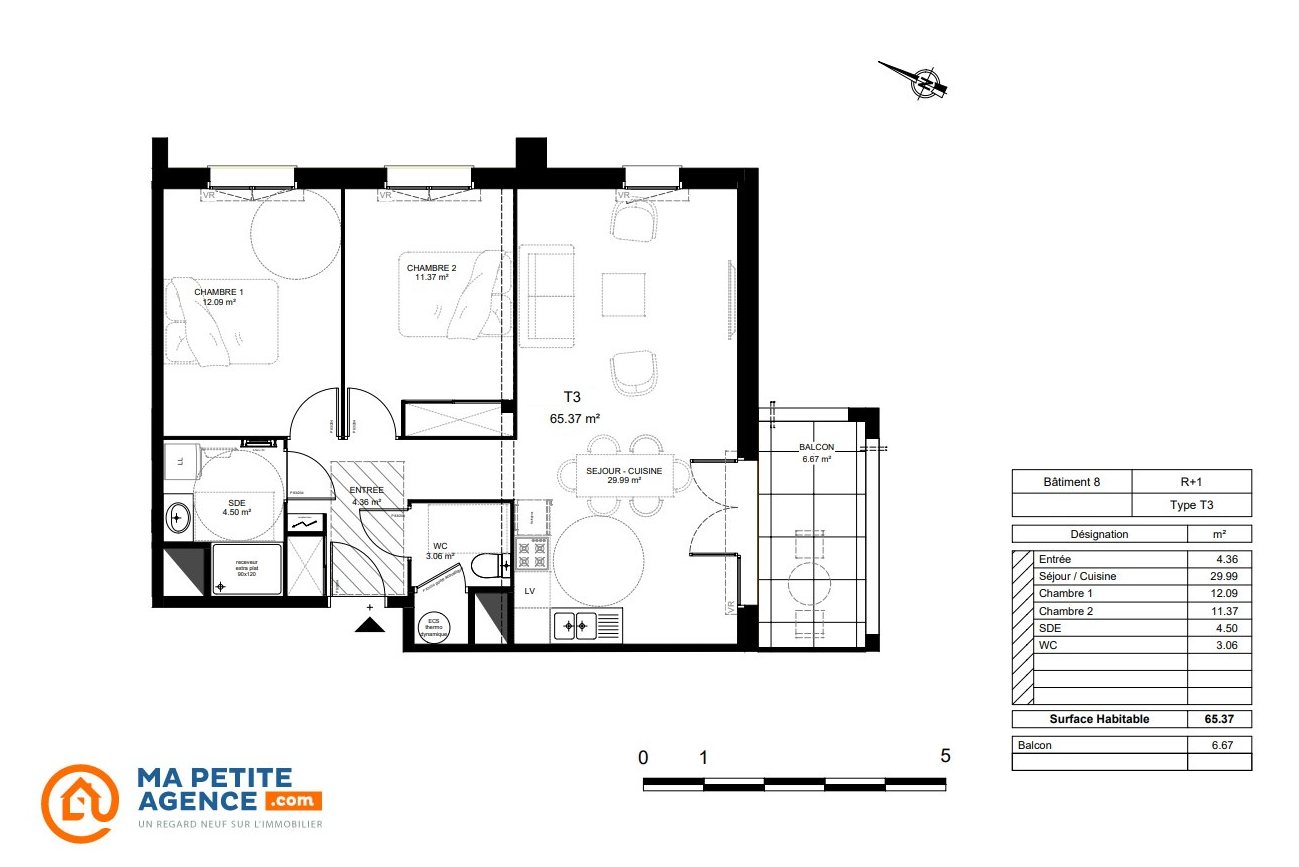Appartement à vendre à Saint-Vincent-de-Tyrosse 65 m² 264 000 € | Ma Petite Agence