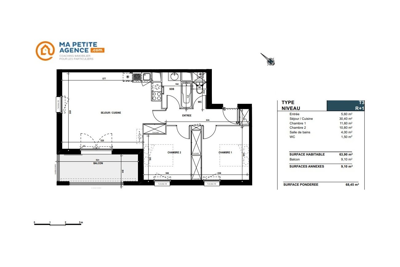 Appartement à vendre à Pompertuzat 63 m² 258 000 &euro; | Ma Petite Agence