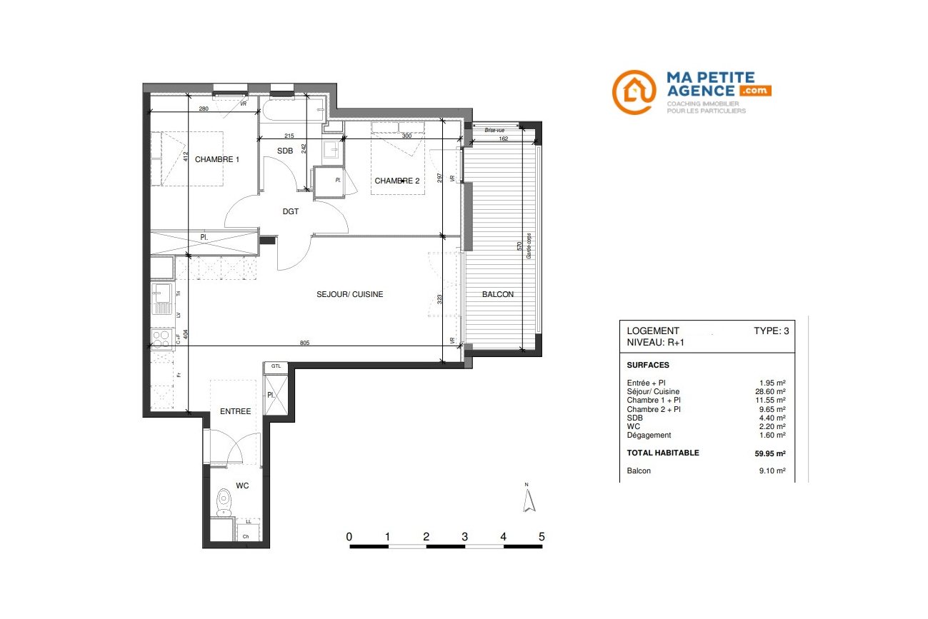Appartement à vendre à Escalquens 60 m² 272 000 € | Ma Petite Agence