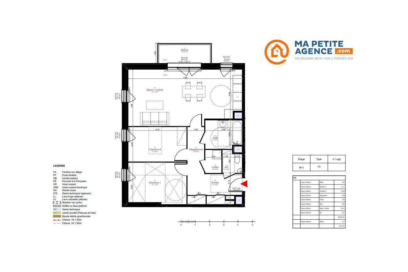 Appartement à vendre à Mouvaux 74 m² 362 000 € | Ma Petite Agence