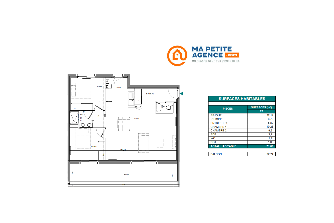 Appartement à vendre à Parentis-en-Born 71 m² 247 000 € | Ma Petite Agence