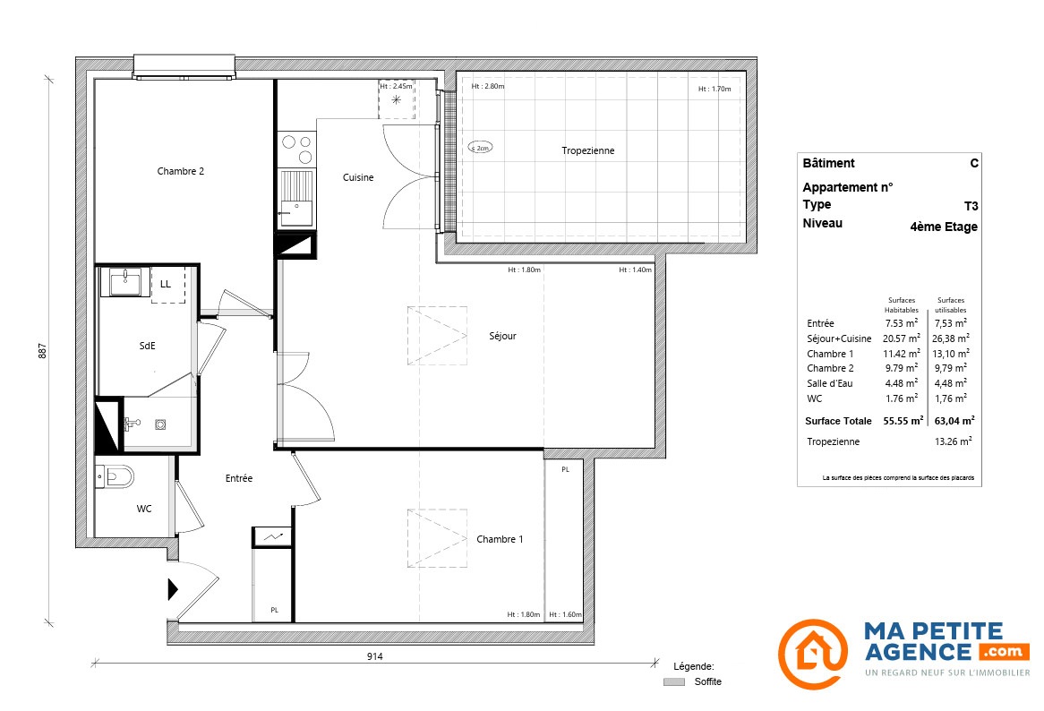 Appartement à vendre à TOULOUSE 56 m² 293 900 € | Ma Petite Agence