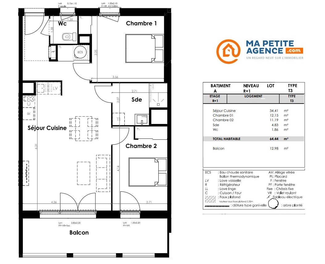 Appartement à vendre à Vayres 64 m² 207 000 &euro; | Ma Petite Agence
