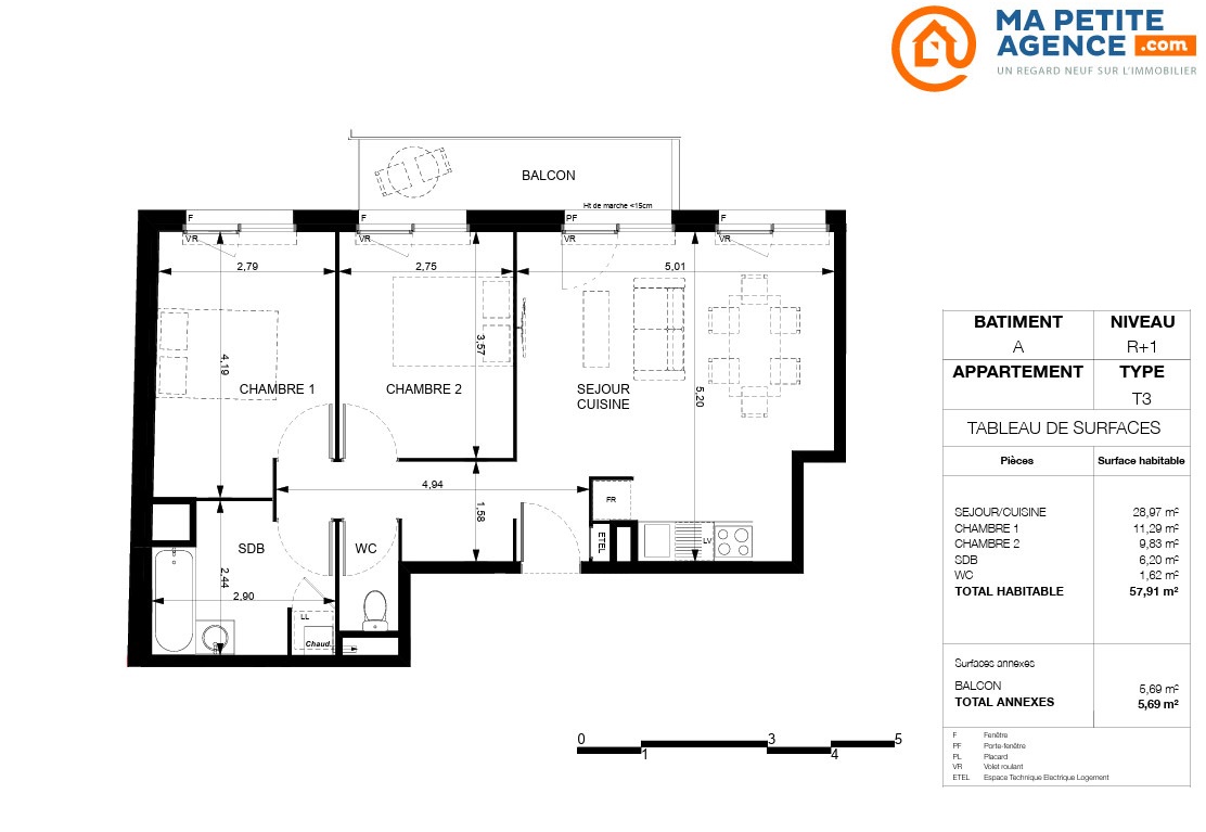 Appartement à vendre à FONSORBES 58 m² 175 000 € | Ma Petite Agence