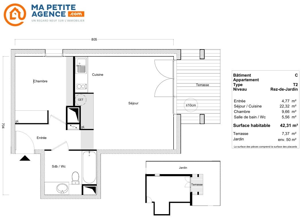 Appartement à vendre à TOULOUSE 42 m² 243 900 € | Ma Petite Agence