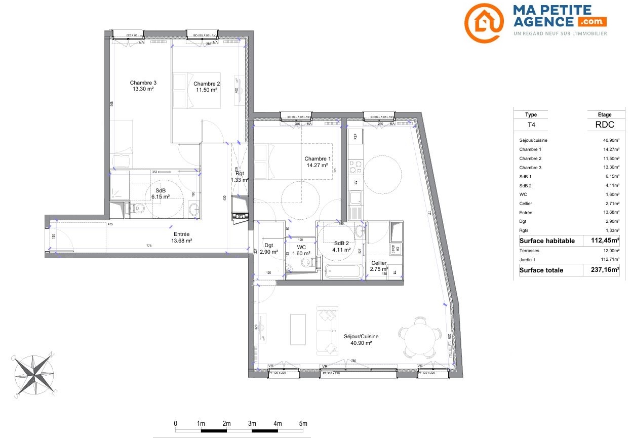 Appartement à vendre à Bondues 112 m² 629 000 &euro; | Ma Petite Agence