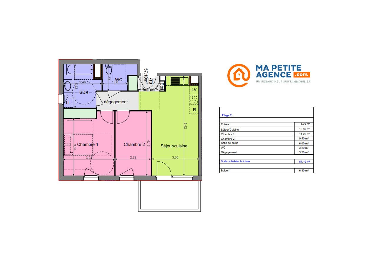Appartement à vendre à Chevigny-Saint-Sauveur 57 m² 204 000 € | Ma Petite Agence